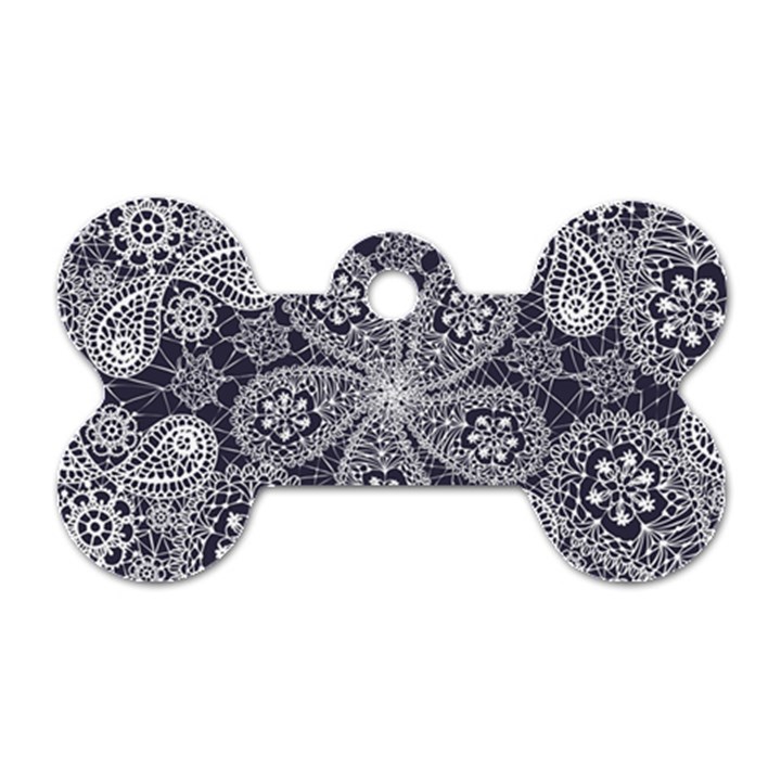 Flowers mandala ornament Dog Tag Bone (Two Sides)