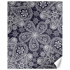 Flowers mandala ornament Canvas 11  x 14 