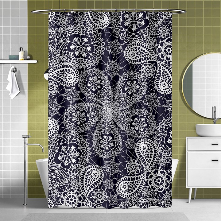 Flowers mandala ornament Shower Curtain 48  x 72  (Small) 