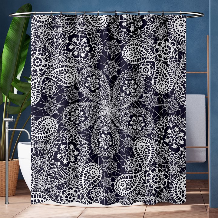 Flowers mandala ornament Shower Curtain 60  x 72  (Medium) 