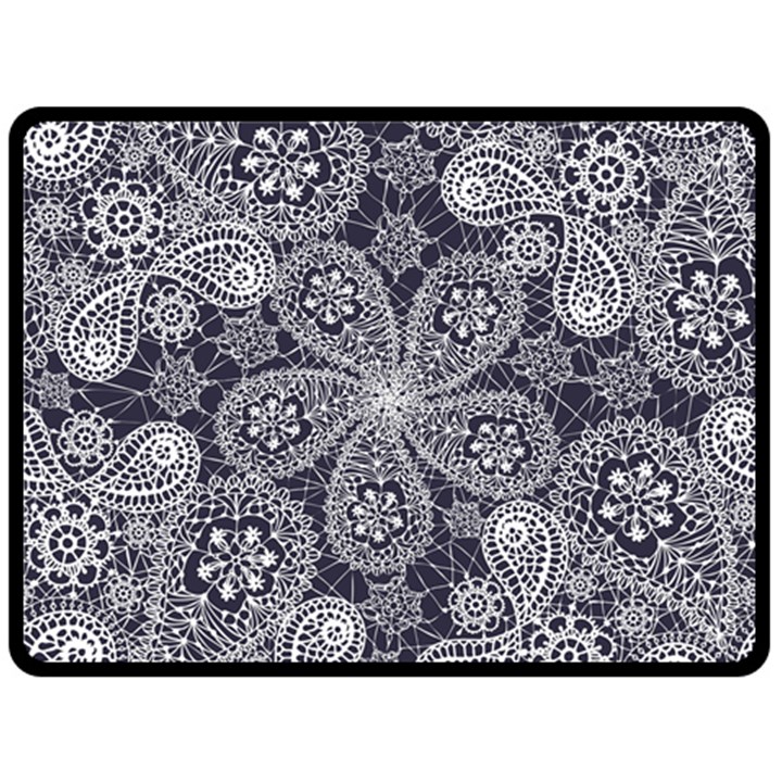 Flowers mandala ornament Double Sided Fleece Blanket (Large) 