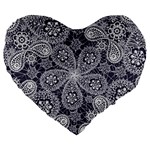 Flowers mandala ornament Large 19  Premium Flano Heart Shape Cushions Front