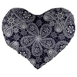 Flowers mandala ornament Large 19  Premium Flano Heart Shape Cushions Back