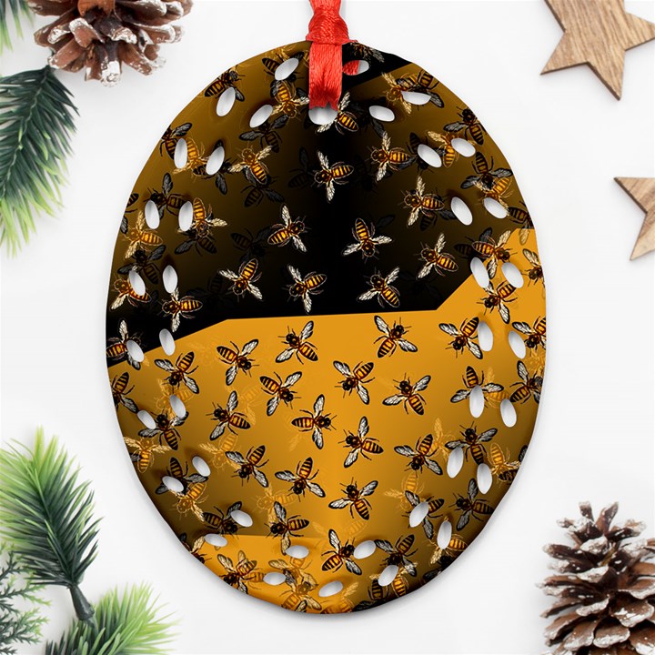 Pattern Abeilles Oval Filigree Ornament (Two Sides)