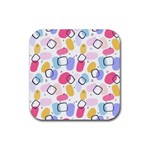 Watercolor circles. Abstract watercolor Rubber Coaster (Square)  Front