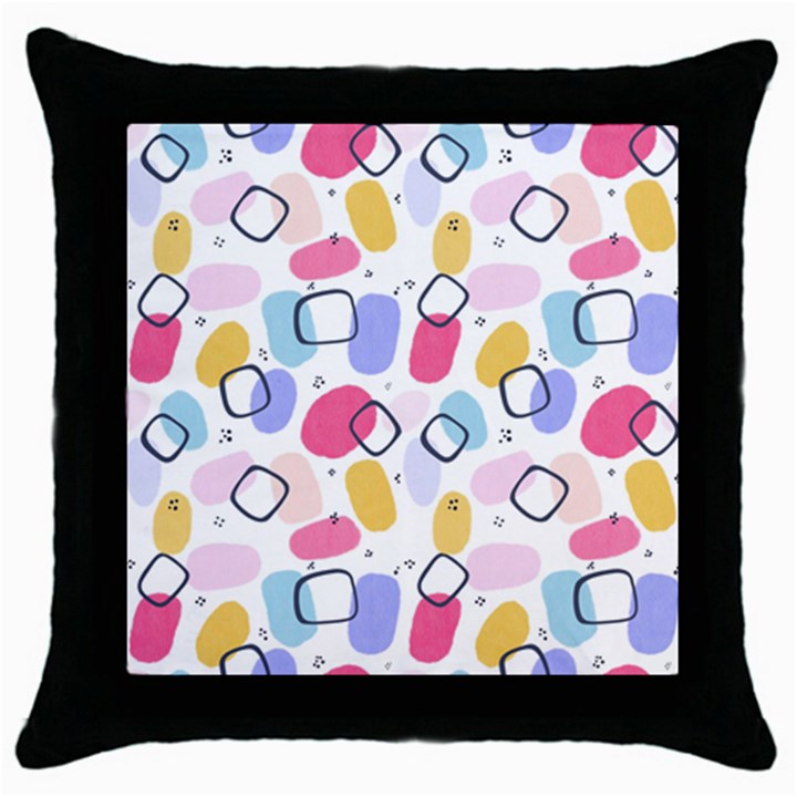 Watercolor circles. Abstract watercolor Throw Pillow Case (Black)