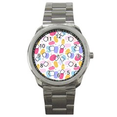 Watercolor Circles  Abstract Watercolor Sport Metal Watch by SychEva