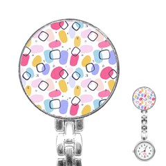 Watercolor Circles  Abstract Watercolor Stainless Steel Nurses Watch by SychEva