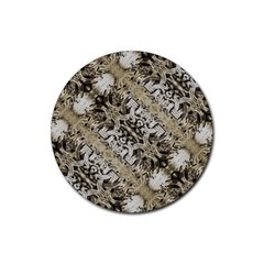 Vintage Ornate Interlace Pattern Rubber Coaster (round)  by dflcprintsclothing