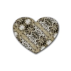 Vintage Ornate Interlace Pattern Rubber Coaster (heart)  by dflcprintsclothing