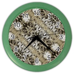 Vintage Ornate Interlace Pattern Color Wall Clock by dflcprintsclothing