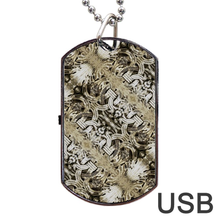 Vintage Ornate Interlace Pattern Dog Tag USB Flash (Two Sides)