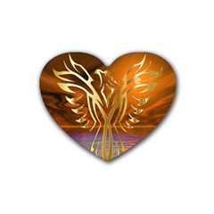 Pheonix Rising Rubber Coaster (heart)  by icarusismartdesigns