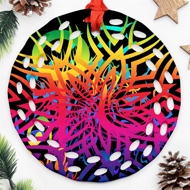 Abstract Jungle Round Filigree Ornament (Two Sides)