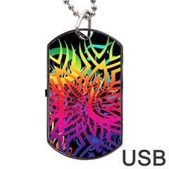 Abstract Jungle Dog Tag Usb Flash (one Side) by icarusismartdesigns