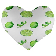 Lemon Large 19  Premium Flano Heart Shape Cushions by Sparkle