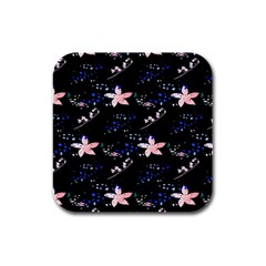 Sparkle Floral Rubber Square Coaster (4 Pack)  by Sparkle