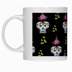 Skull Pattern White Mugs by Sparkle