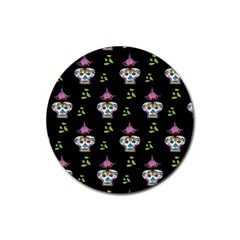 Skull Pattern Rubber Coaster (round)  by Sparkle