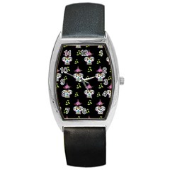 Skull Pattern Barrel Style Metal Watch by Sparkle