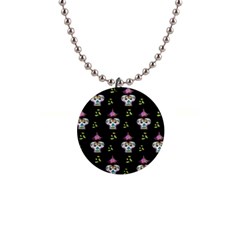 Skull Pattern 1  Button Necklace by Sparkle