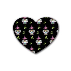 Skull Pattern Heart Coaster (4 Pack)  by Sparkle