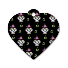 Skull Pattern Dog Tag Heart (two Sides) by Sparkle