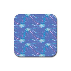 Jelly Fish Rubber Coaster (square)  by Sparkle