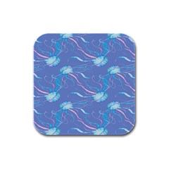 Jelly Fish Rubber Square Coaster (4 Pack)  by Sparkle