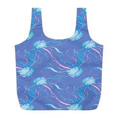 Jelly Fish Full Print Recycle Bag (l) by Sparkle