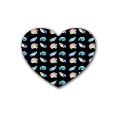 Sea Shells Rubber Coaster (heart)  by Sparkle