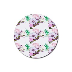 Floral Art Rubber Round Coaster (4 Pack)  by Sparkle