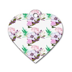 Floral Art Dog Tag Heart (two Sides) by Sparkle