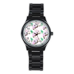 Floral Art Stainless Steel Round Watch by Sparkle