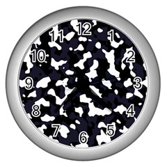 Camouflage Bleu Wall Clock (silver) by kcreatif