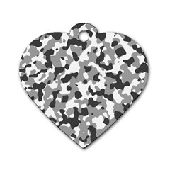 Camouflage Gris/blanc Dog Tag Heart (two Sides) by kcreatif