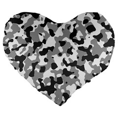 Camouflage Gris/blanc Large 19  Premium Heart Shape Cushions by kcreatif