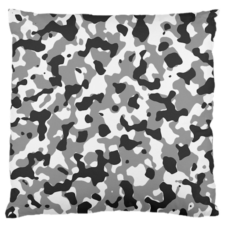 Camouflage Gris/Blanc Large Flano Cushion Case (One Side)