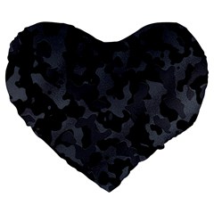 Camouflage Violet Large 19  Premium Flano Heart Shape Cushions by kcreatif