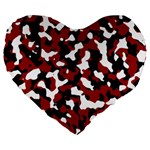 Camouflage rouge Large 19  Premium Flano Heart Shape Cushions Front