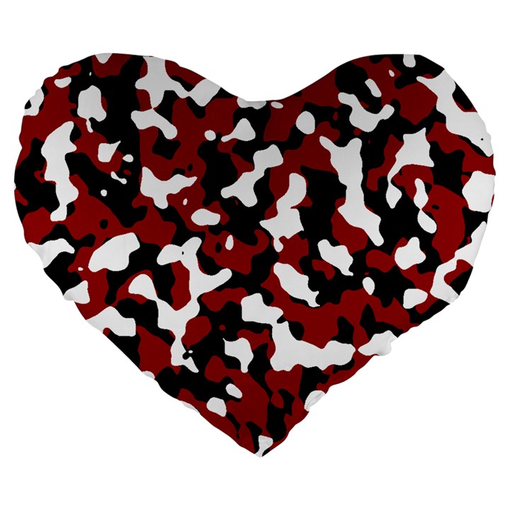 Camouflage rouge Large 19  Premium Flano Heart Shape Cushions