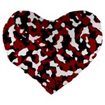 Camouflage rouge Large 19  Premium Flano Heart Shape Cushions Back