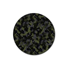 Camouflage Vert Rubber Coaster (round)  by kcreatif