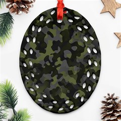 Camouflage Vert Ornament (oval Filigree) by kcreatif