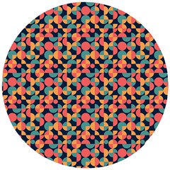 Beautiful Shapes Pattern Wooden Puzzle Round by designsbymallika