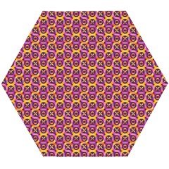 Geometric Groovy Pattern Wooden Puzzle Hexagon by designsbymallika