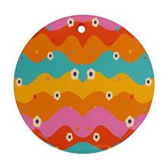 Floral Geometric Pattern Round Ornament (two Sides)