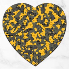 Camouflage Jaune/vert  Jigsaw Puzzle (heart) by kcreatif