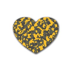 Camouflage Jaune/vert  Heart Coaster (4 Pack)  by kcreatif