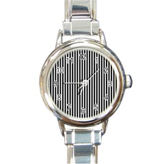 Bande Noir/blanc  Round Italian Charm Watch by kcreatif